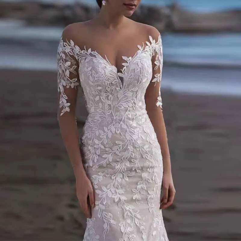 Lace Princess Off-The-Shoulder Court Train Lace Wedding Dress