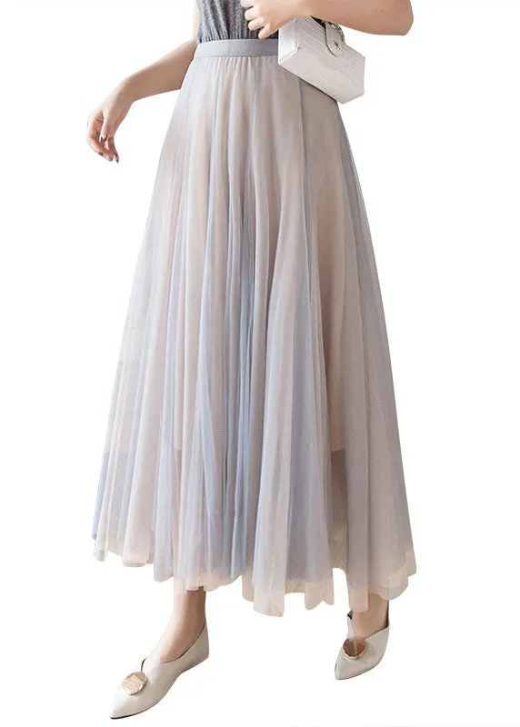 Layered Grey Pink Elastic Waist Tulle A Line Skirt Fall ML2206