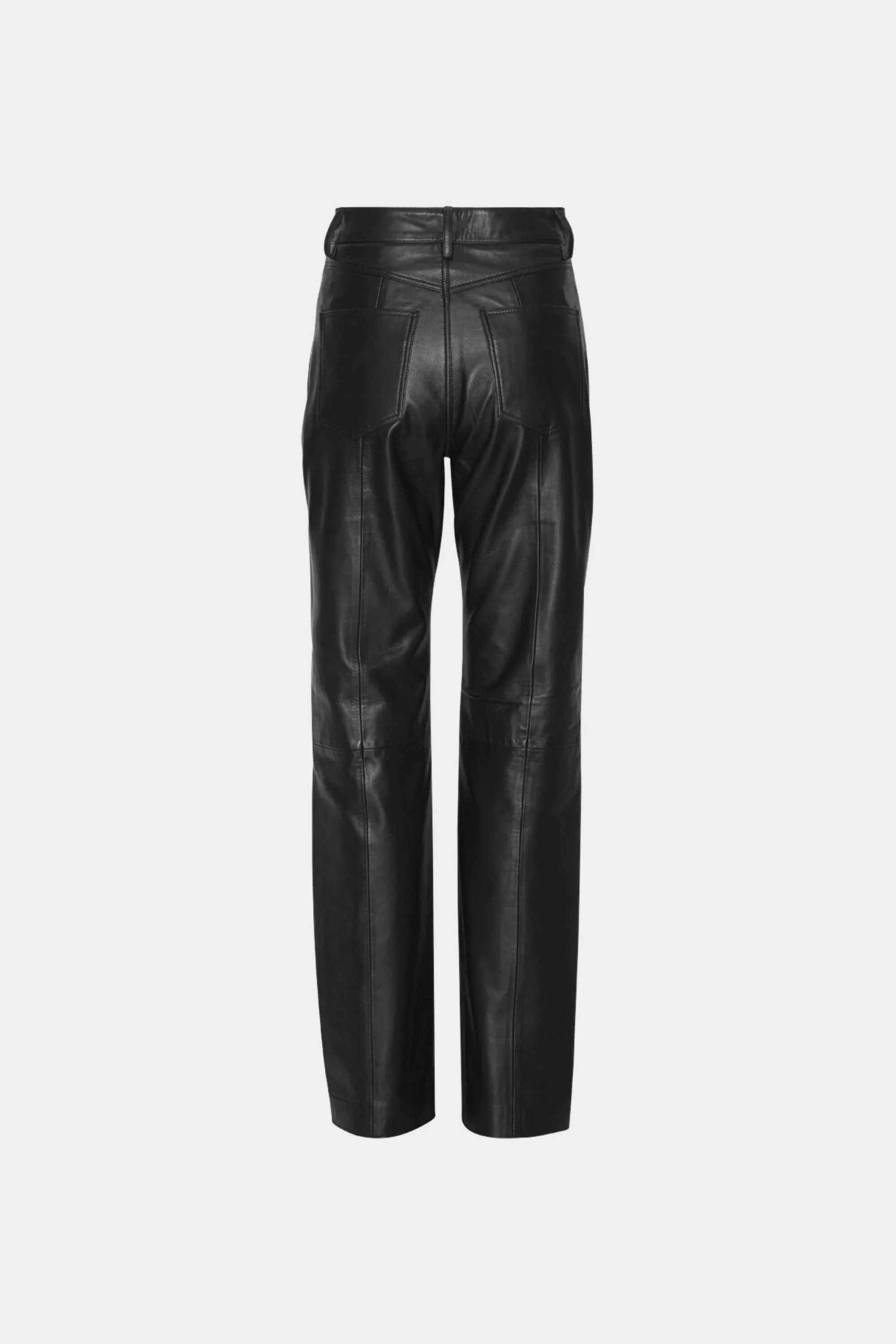 Leather Straight Pants Black