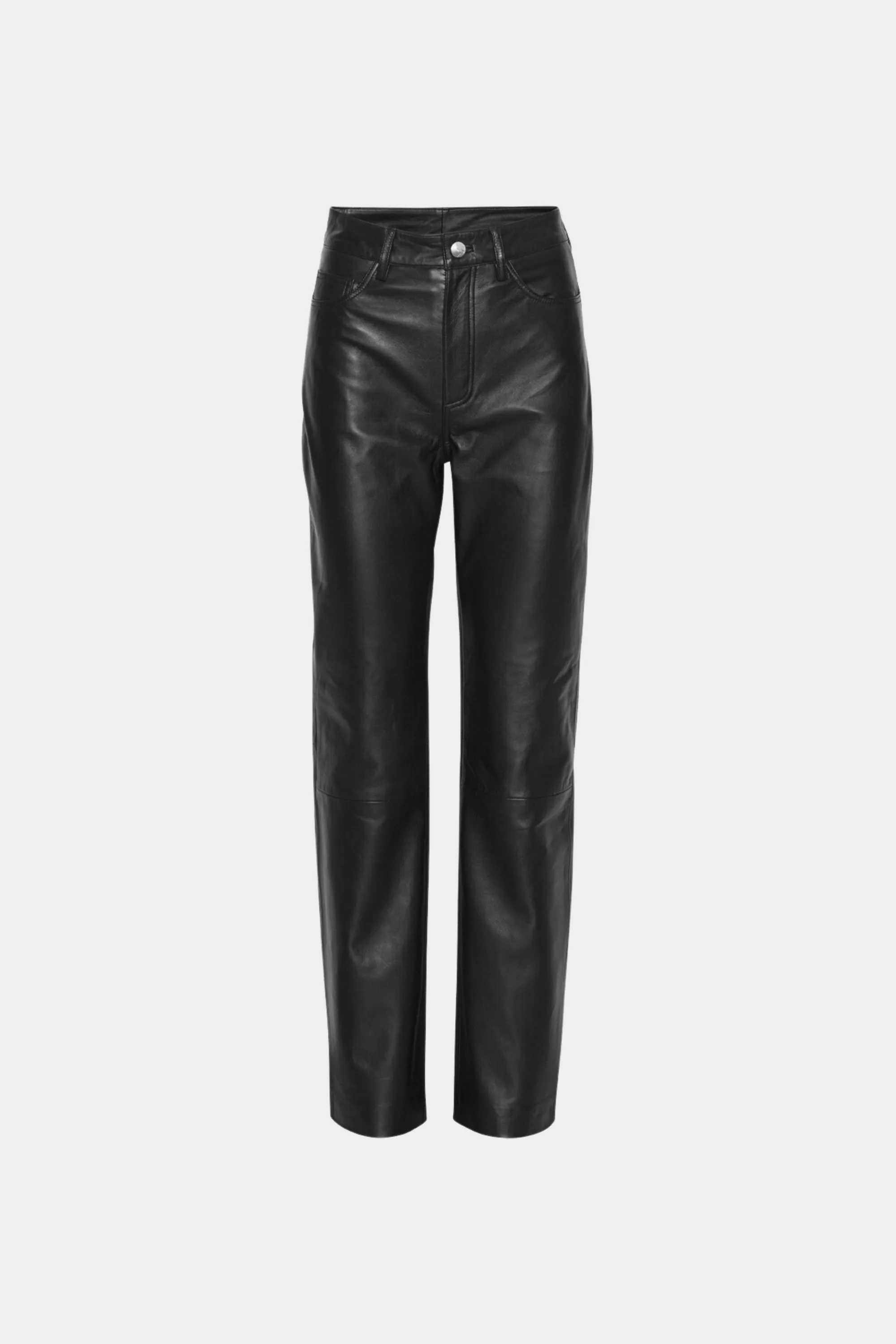 Leather Straight Pants Black