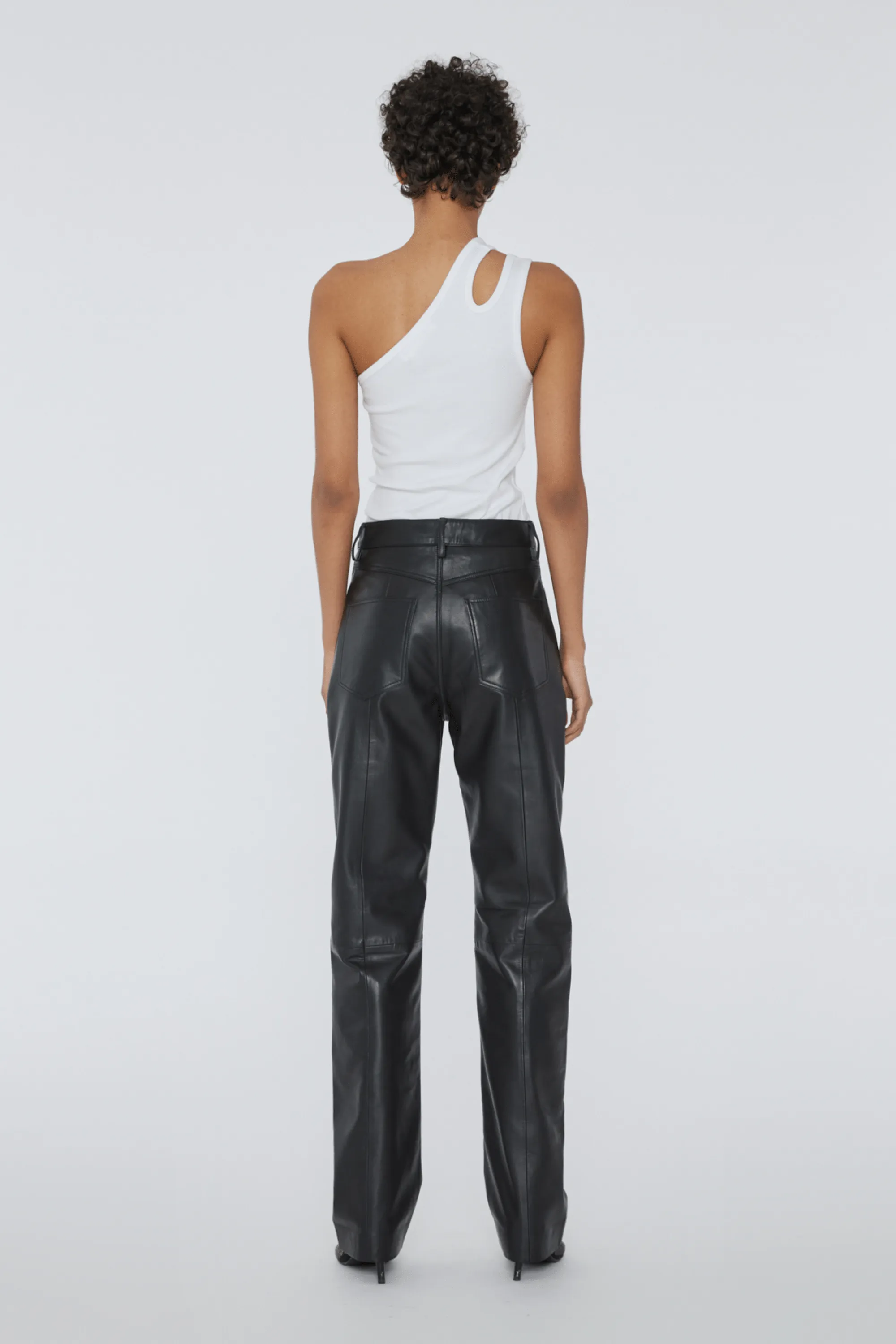 Leather Straight Pants Black