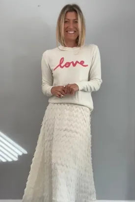 Love Cashmere Blend Jumper | Cream x Pink