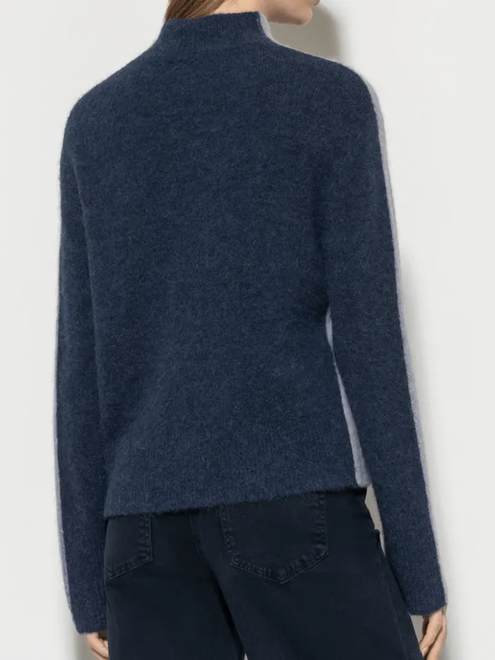 Luisa Cerano Turtleneck Jumper In Silver Grey And Midnight Blue 108567 5311 Col 1322