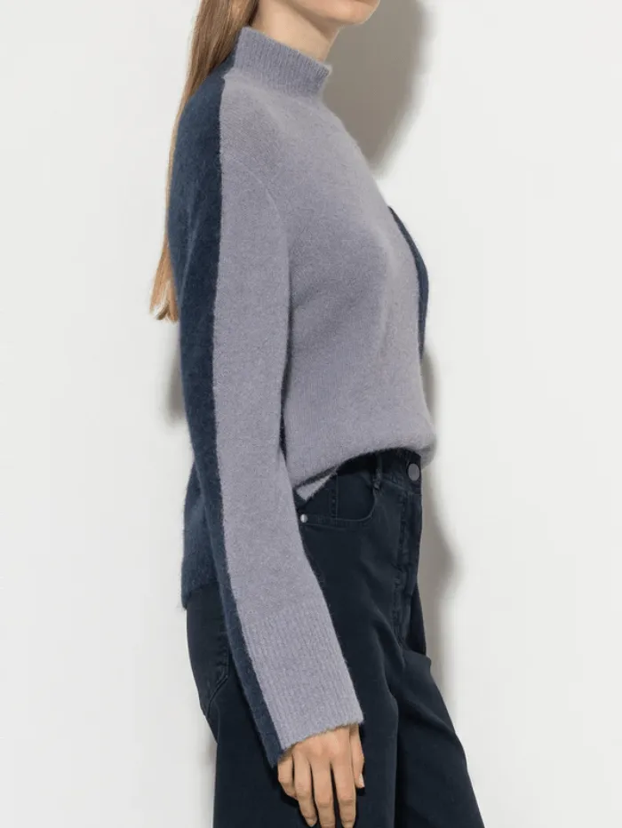 Luisa Cerano Turtleneck Jumper In Silver Grey And Midnight Blue 108567 5311 Col 1322