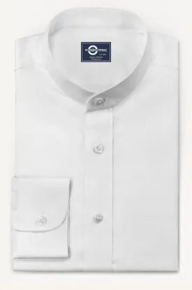 Mandarin Collar - White Mandarin Collar Shirt