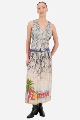 ME369 Vanessa Printed Snake Midi Skirt