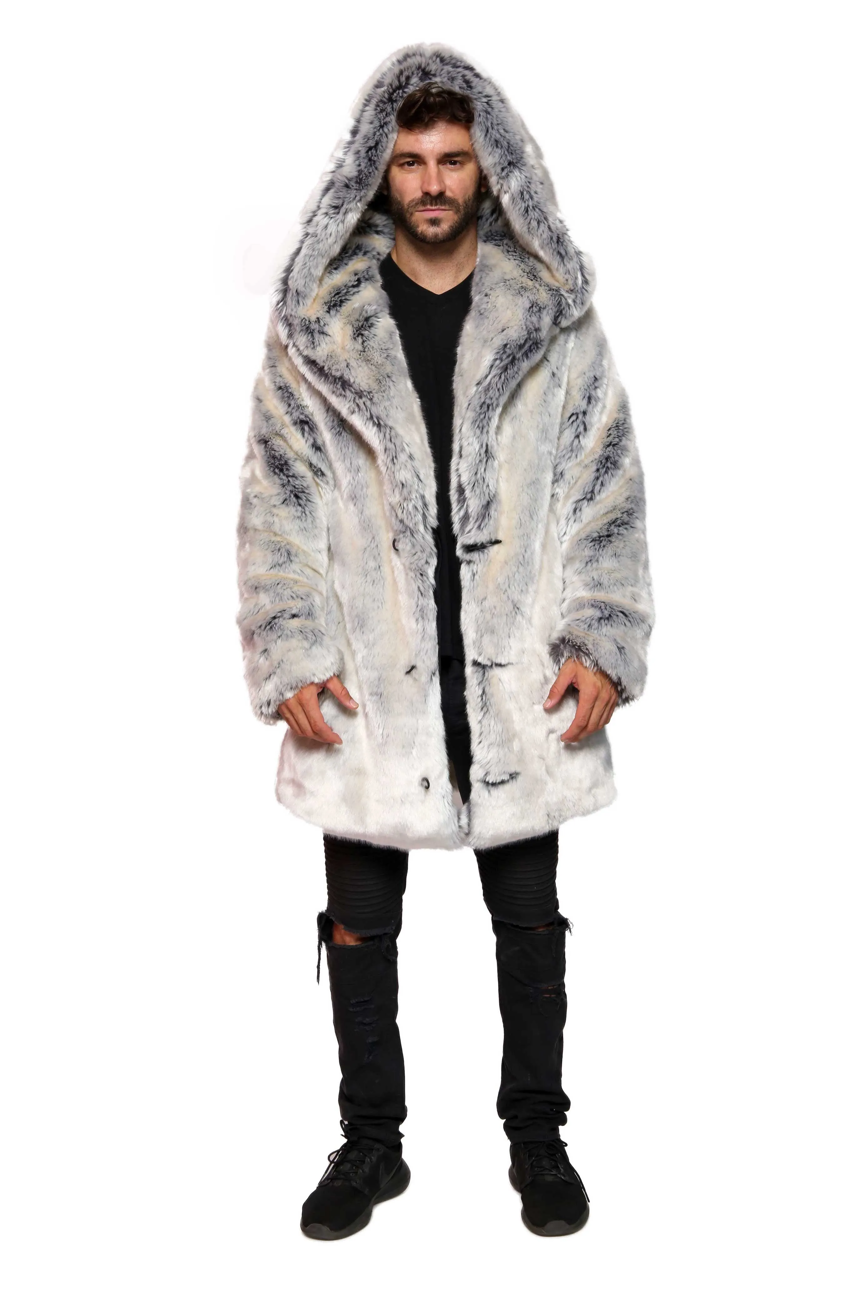 Men's Short Desert Warrior Coat in "Pegasus" Chinchilla