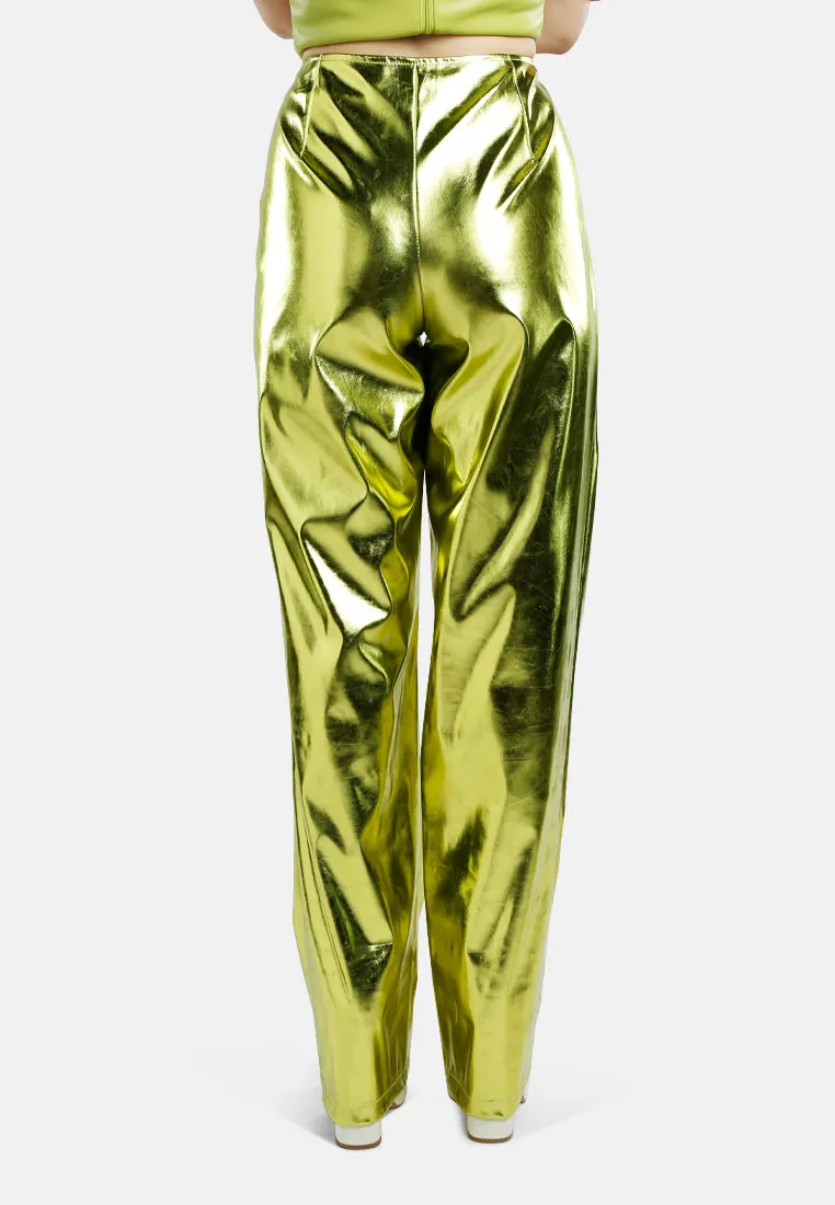 Metallic High Waist Pants