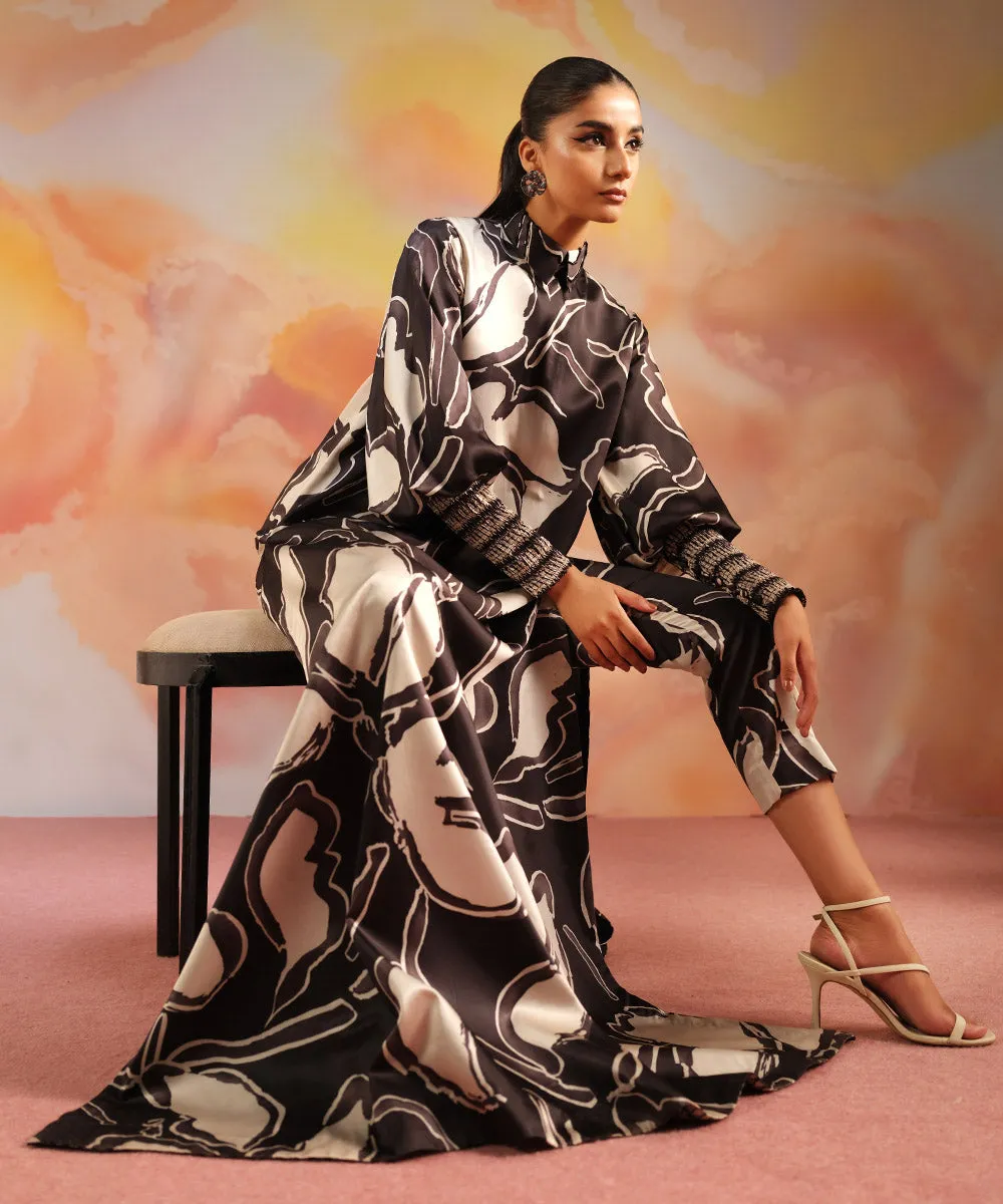 Monochrome '24-2 Piece - Printed Satin Suit - U2Tsl24V41Uc