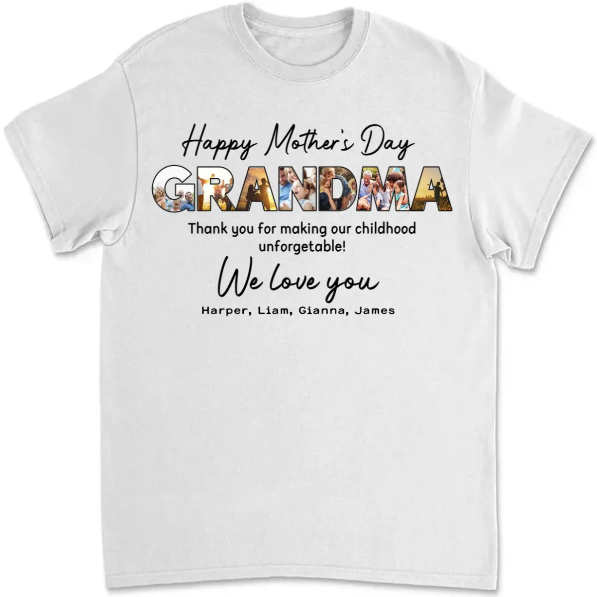 Mother - Custom Photo Happy Mother's Day Grandma - Personalized Unisex T-Shirt