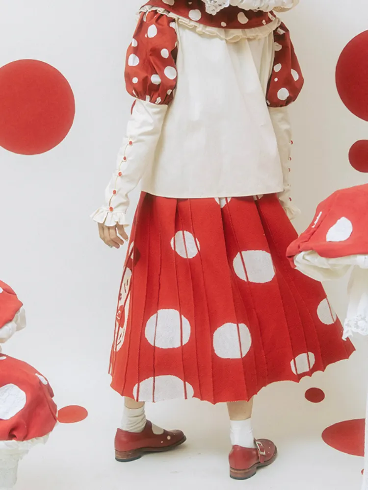 Mushroom print pleated skirt【s0000001206】