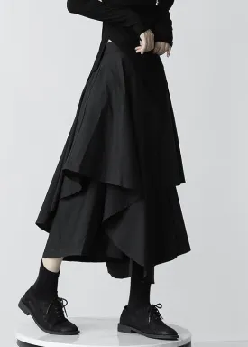 New Black Asymmetrical High Waist Patchwork Cotton Pants Skirt Fall LY9097