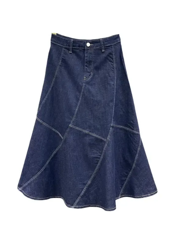 New Blue Patchwork High Waist Denim Fishtail Skirt Autumn ML0790