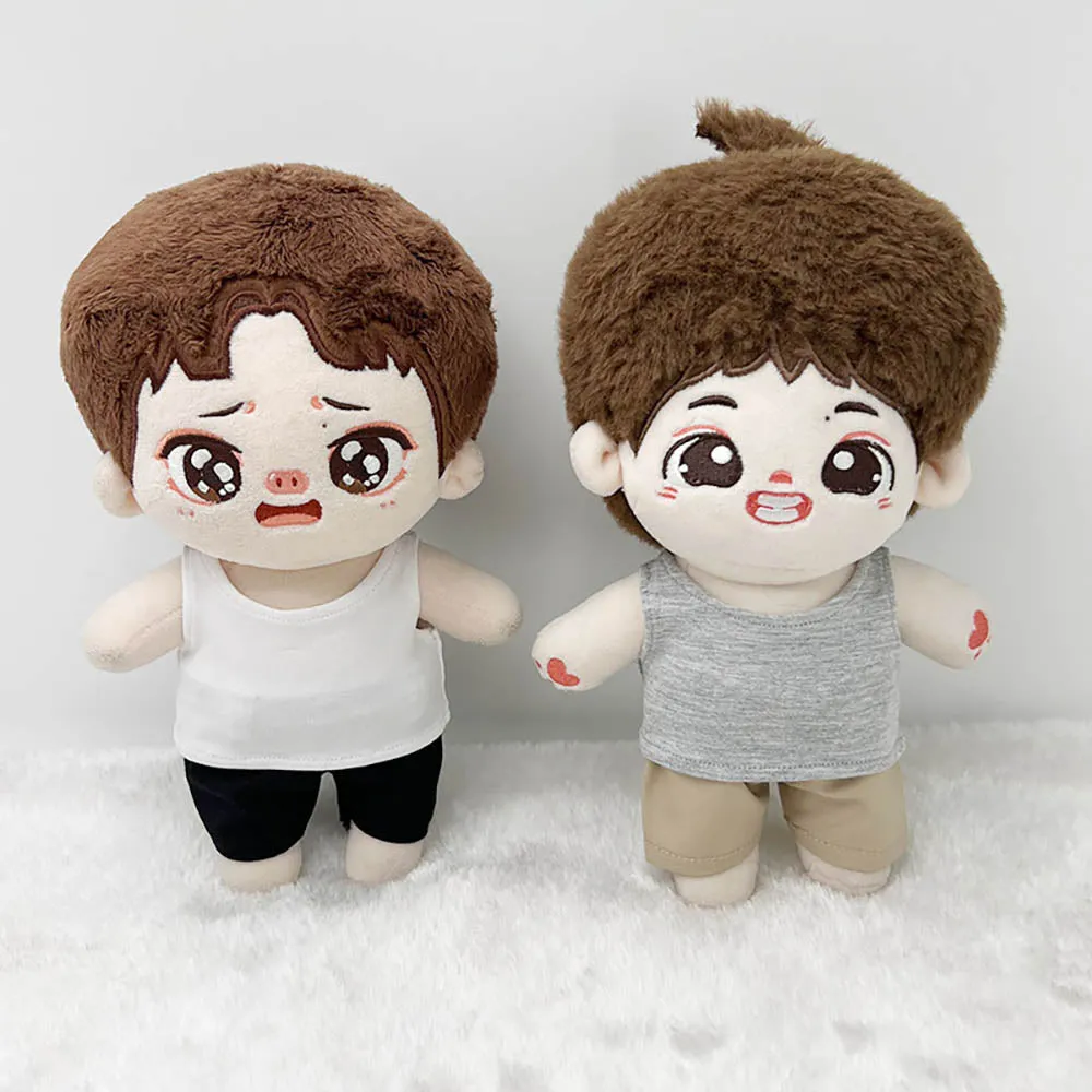 niannyyhouse 10cm 15cm 20cm Doll Clothes Solid Color T-Shirt Short Sleeve Vest Plush Doll Dress Up