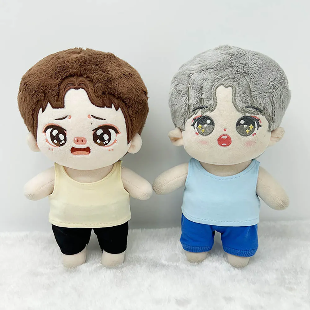 niannyyhouse 10cm 15cm 20cm Doll Clothes Solid Color T-Shirt Short Sleeve Vest Plush Doll Dress Up