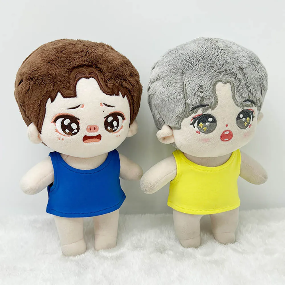 niannyyhouse 10cm 15cm 20cm Doll Clothes Solid Color T-Shirt Short Sleeve Vest Plush Doll Dress Up