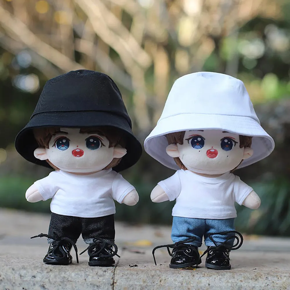 niannyyhouse 10cm 15cm 20cm Doll Clothes Solid Color T-Shirt Short Sleeve Vest Plush Doll Dress Up