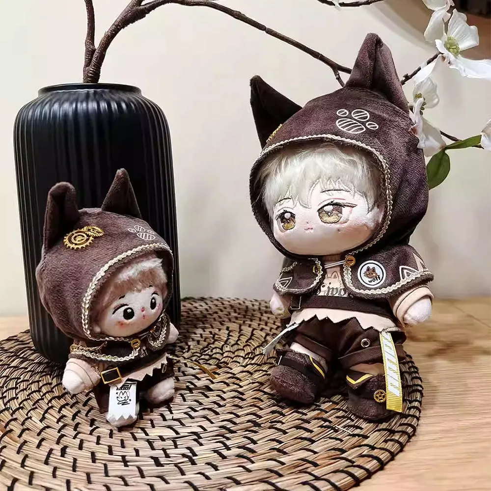 niannyyhouse 10cm 15cm 20cm Plush Doll Clothes Cape T-Shirt Pants Belt Shoes Wolf Ears Outfit Soft Stuffed Toy Dressup