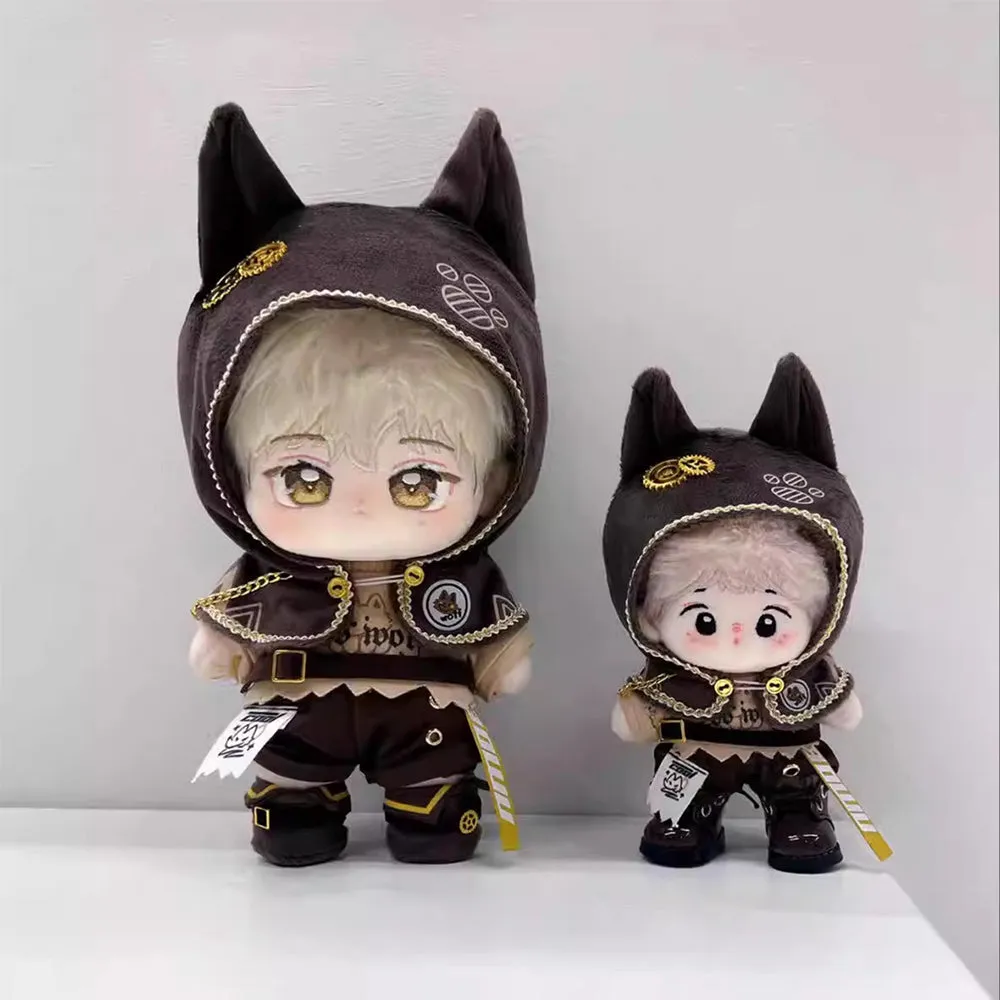 niannyyhouse 10cm 15cm 20cm Plush Doll Clothes Cape T-Shirt Pants Belt Shoes Wolf Ears Outfit Soft Stuffed Toy Dressup