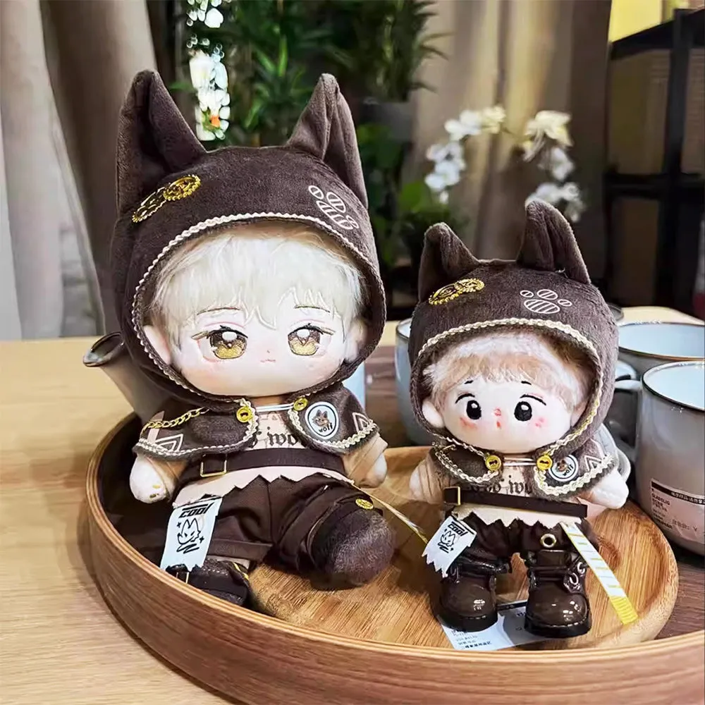 niannyyhouse 10cm 15cm 20cm Plush Doll Clothes Cape T-Shirt Pants Belt Shoes Wolf Ears Outfit Soft Stuffed Toy Dressup