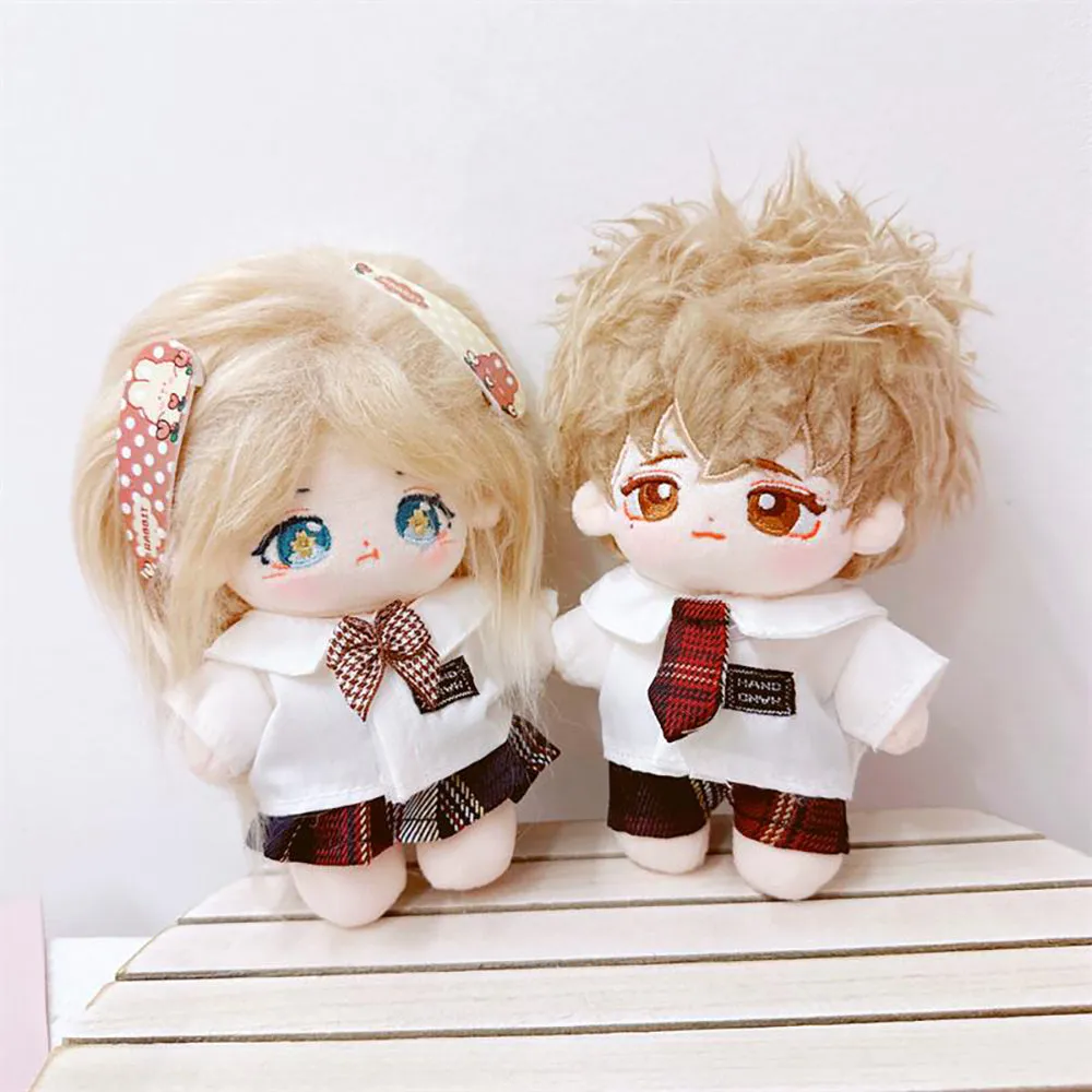 niannyyhouse 10cm 20cm Plush Doll Clothes White Shirt Skirt Accessories College Uniform Sets Doll Dress Up