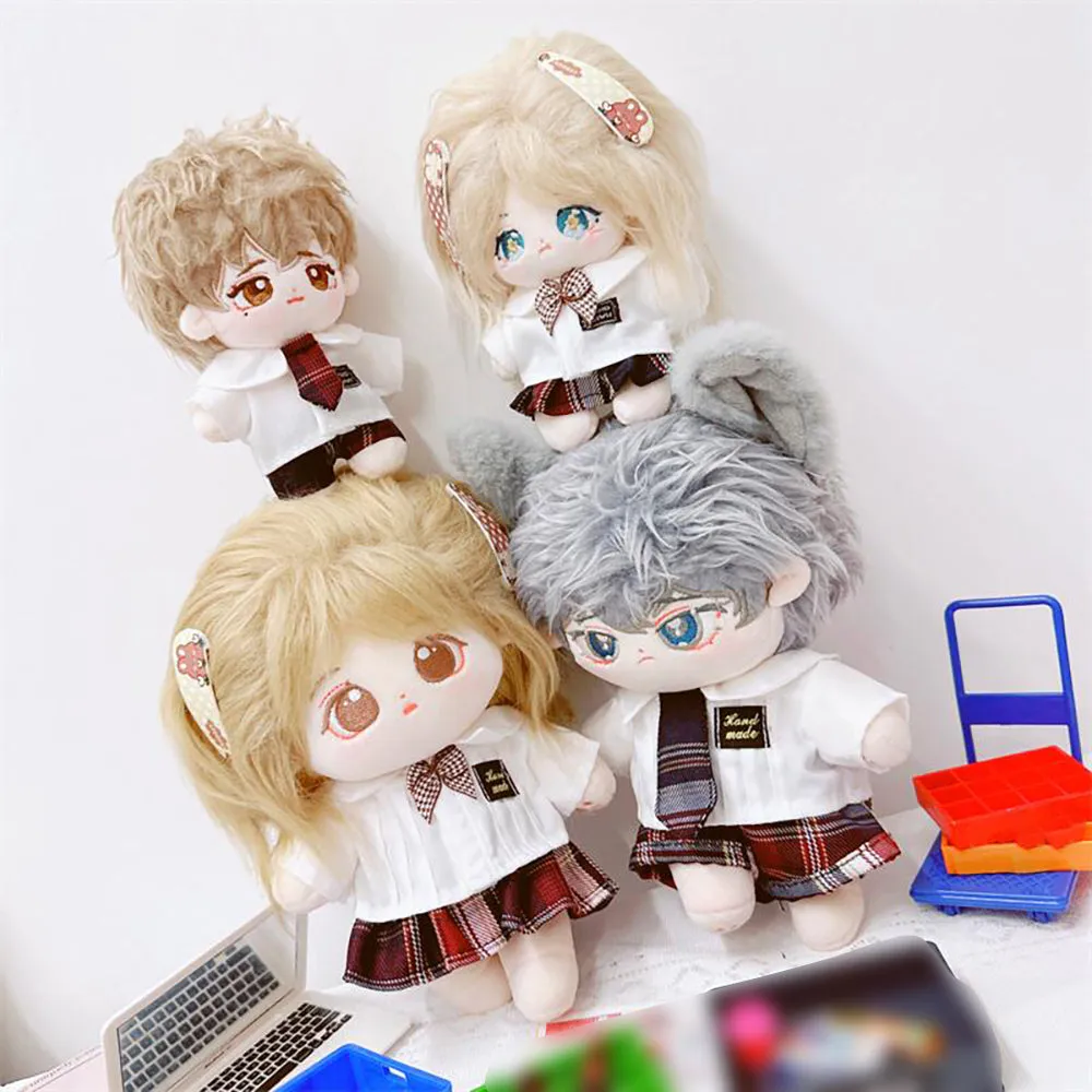 niannyyhouse 10cm 20cm Plush Doll Clothes White Shirt Skirt Accessories College Uniform Sets Doll Dress Up