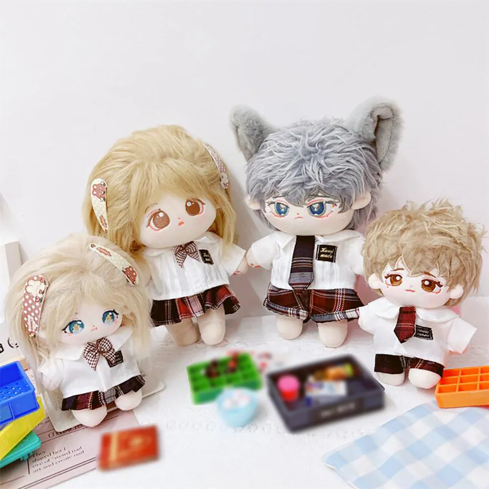 niannyyhouse 10cm 20cm Plush Doll Clothes White Shirt Skirt Accessories College Uniform Sets Doll Dress Up