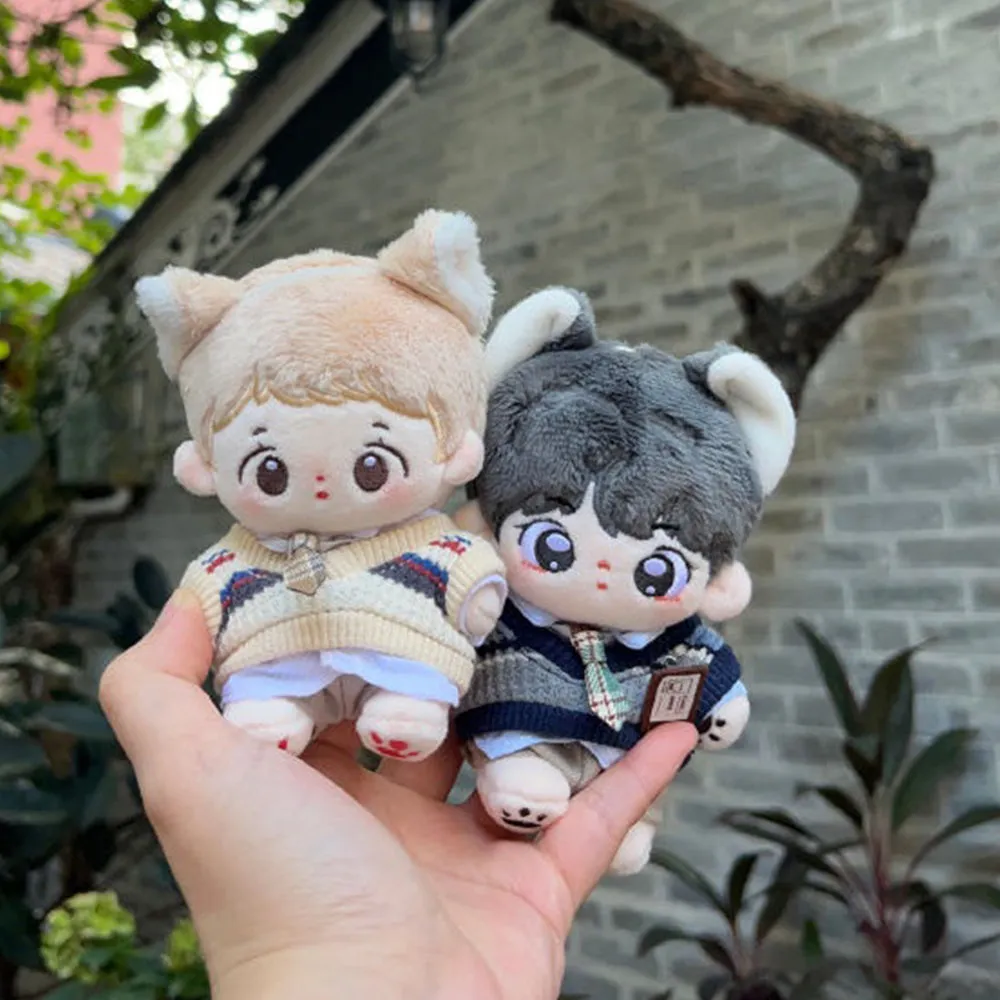 niannyyhouse 10cm Plush Doll Clothes Shirt Vest Pants Tie School Uniform Outfit 4in Doll Dressup