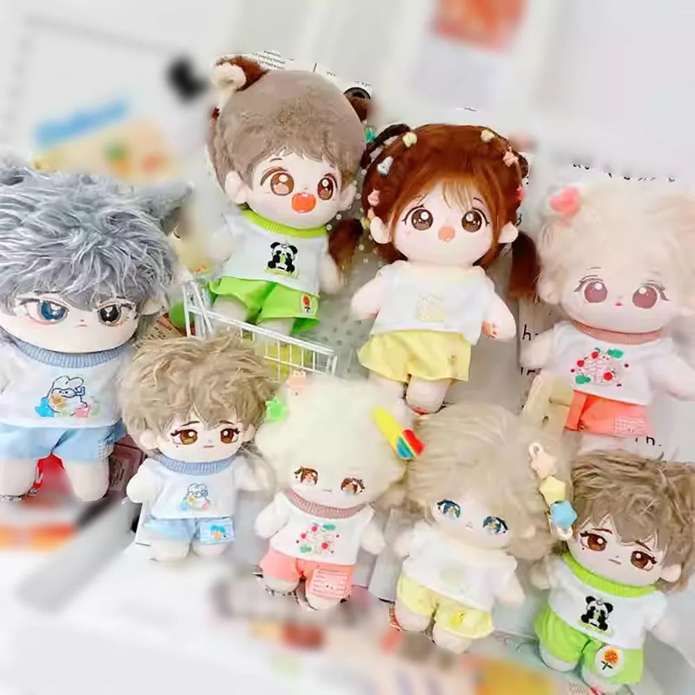 niannyyhouse 10cm~15cm 20cm Plush Doll Clothes Short Vest T-Shirt Pants Soft Stuffed Plush Toy Dress Up Gift