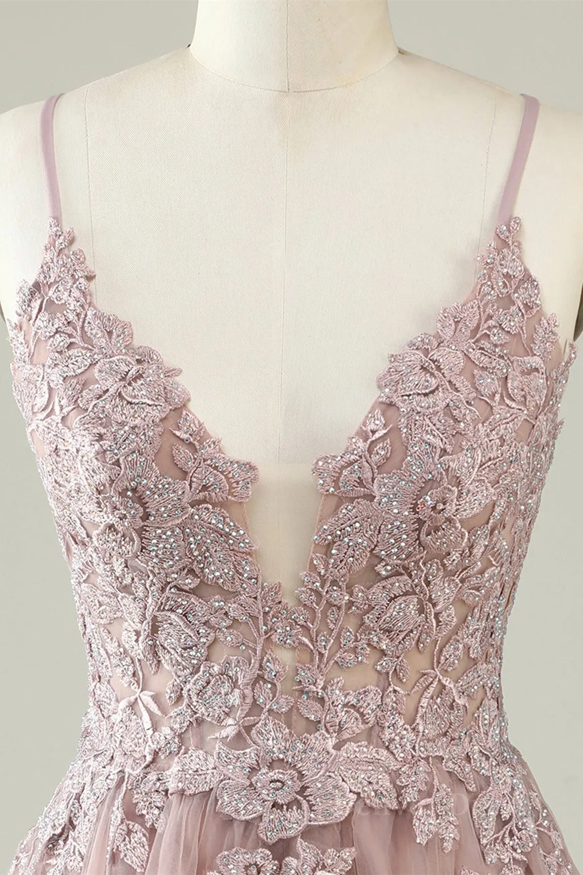 Open Back V Neck Pink Lace Appliques Prom Dress, Pink Lace Homecoming Dress, Short Pink Formal Graduation Evening Dress