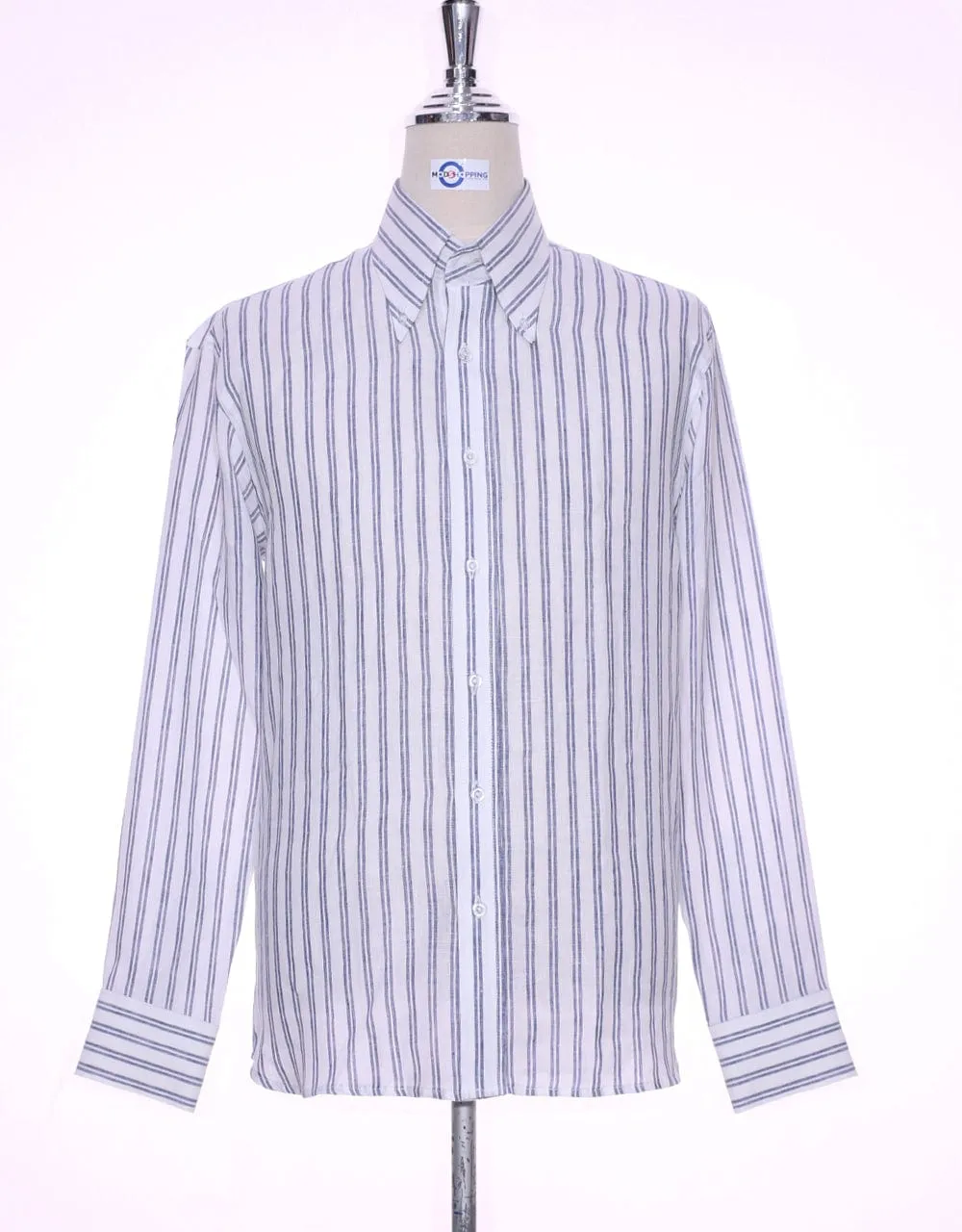 Original Linen Shirt | Navy Blue Striped Linen Shirt