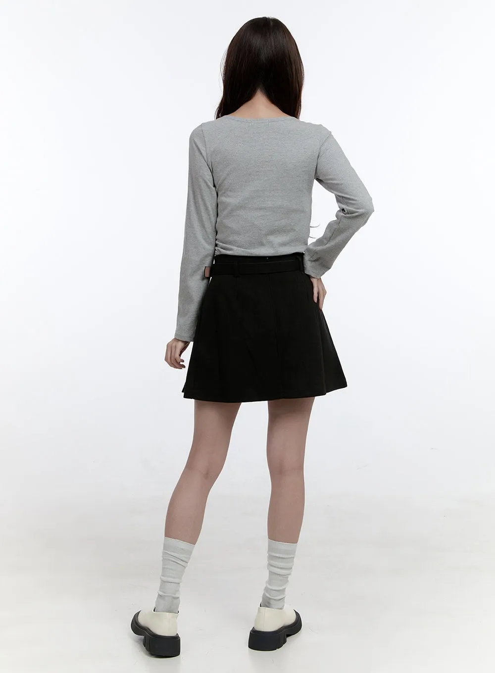 Pleated A-Line Mini Skirt OO407