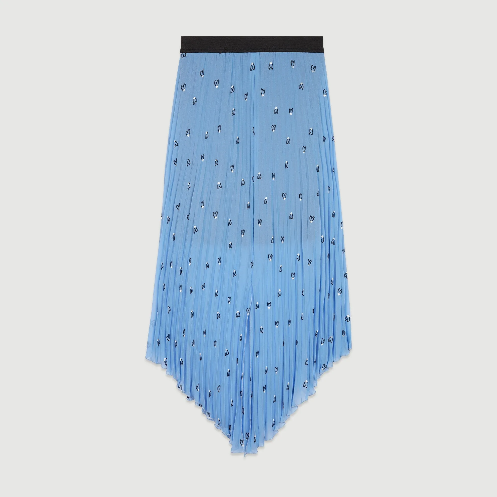 Pleated Skirt With Embroidery - Blue