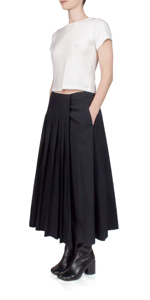 Pleated Wrap Skirt Black