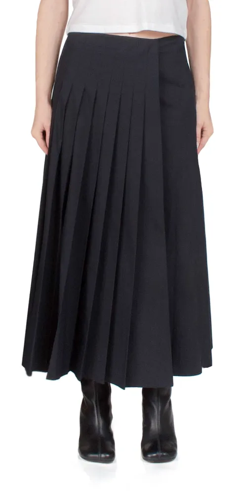 Pleated Wrap Skirt Black