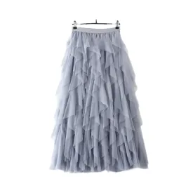 Pre Order:  Ruffled Mesh High Waist Skirt