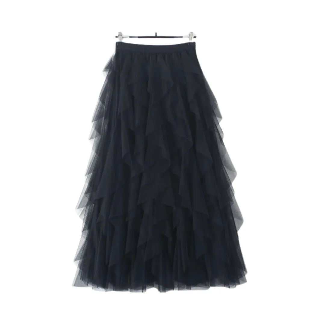 Pre Order:  Ruffled Mesh High Waist Skirt