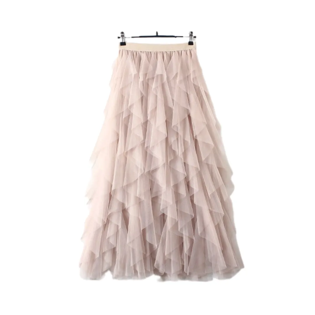 Pre Order:  Ruffled Mesh High Waist Skirt