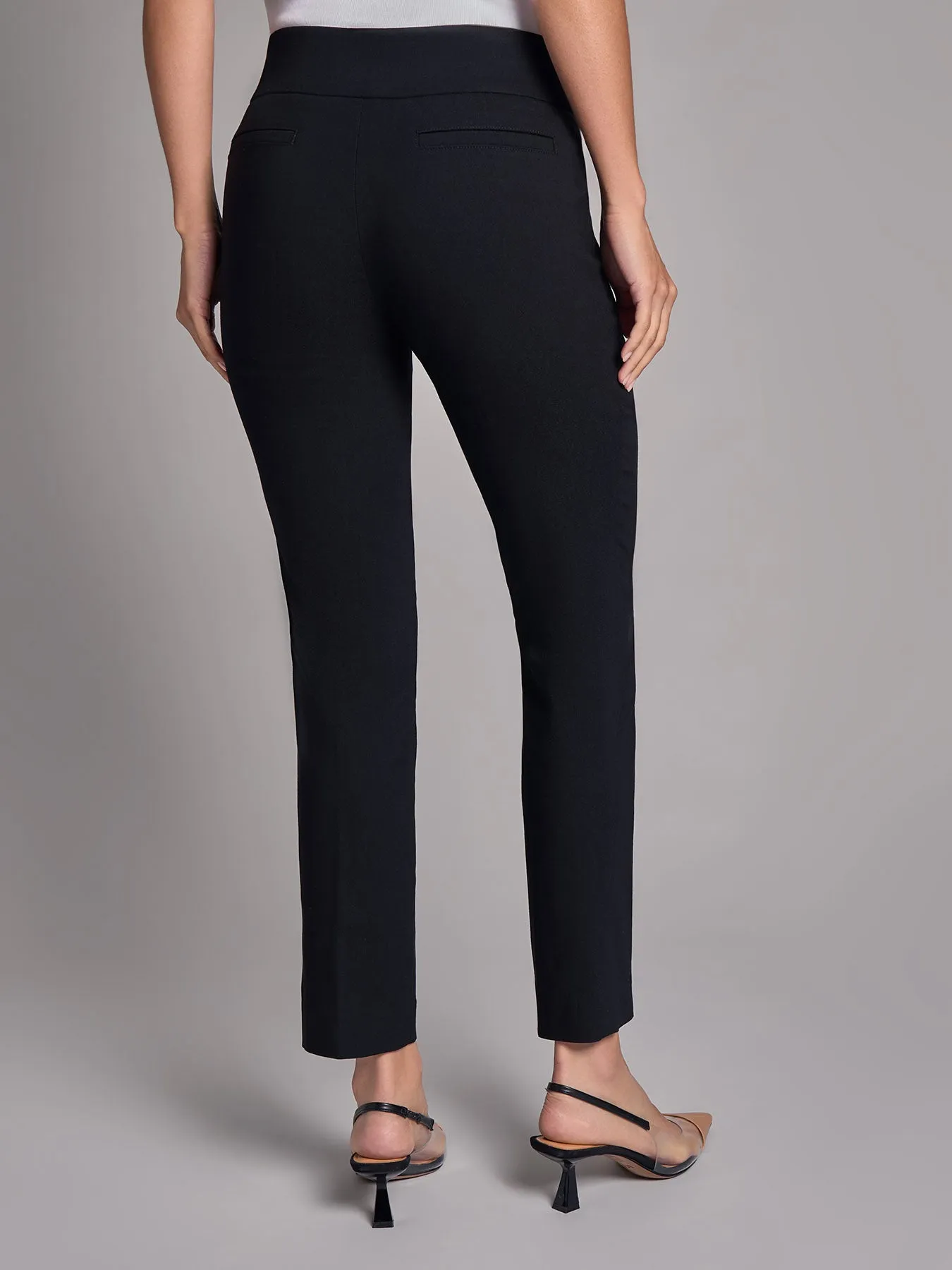 Pull-On Straight Leg Pants, Stretch Twill