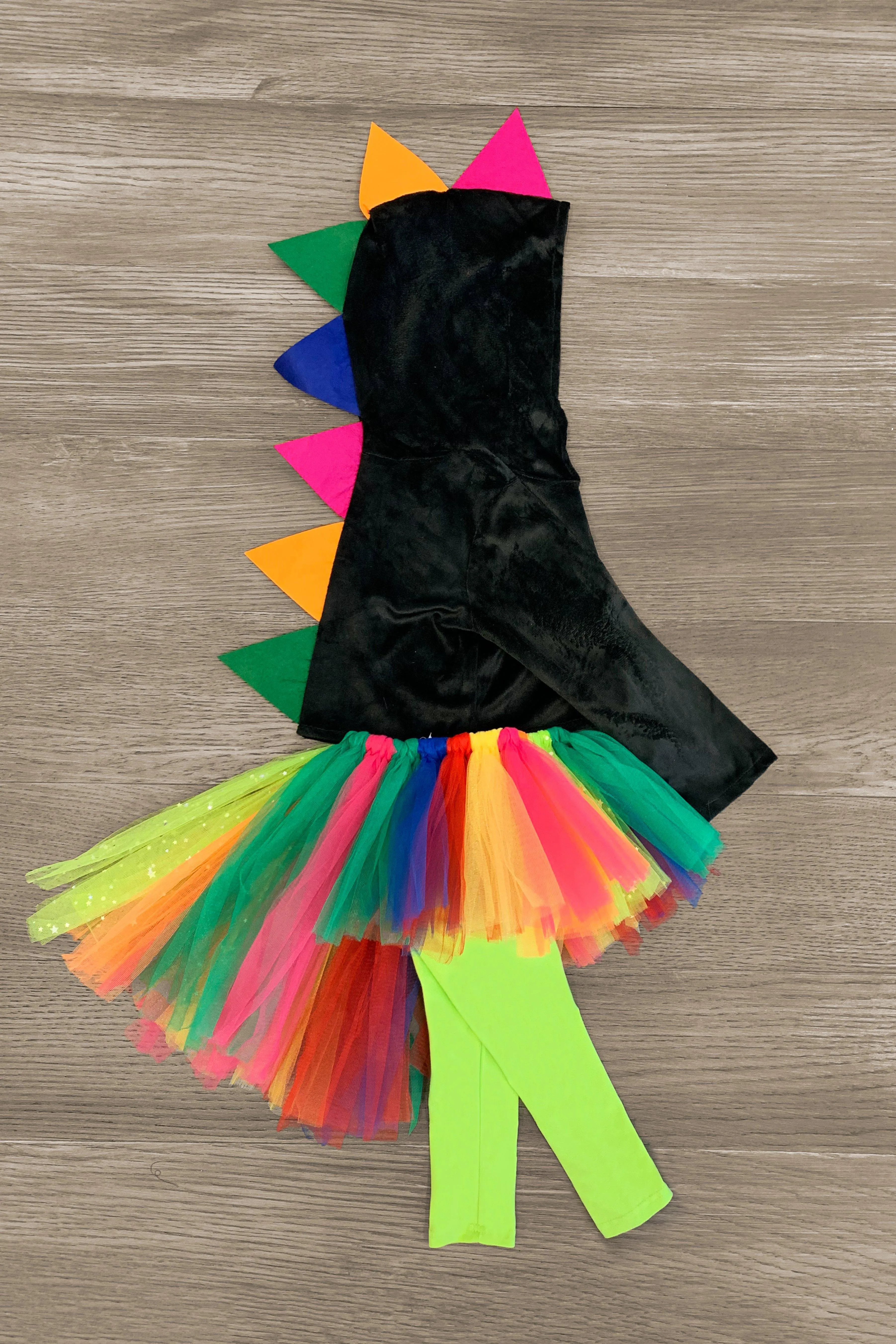 Rainbow Dinosaur Hi-Low Tutu Costume Set