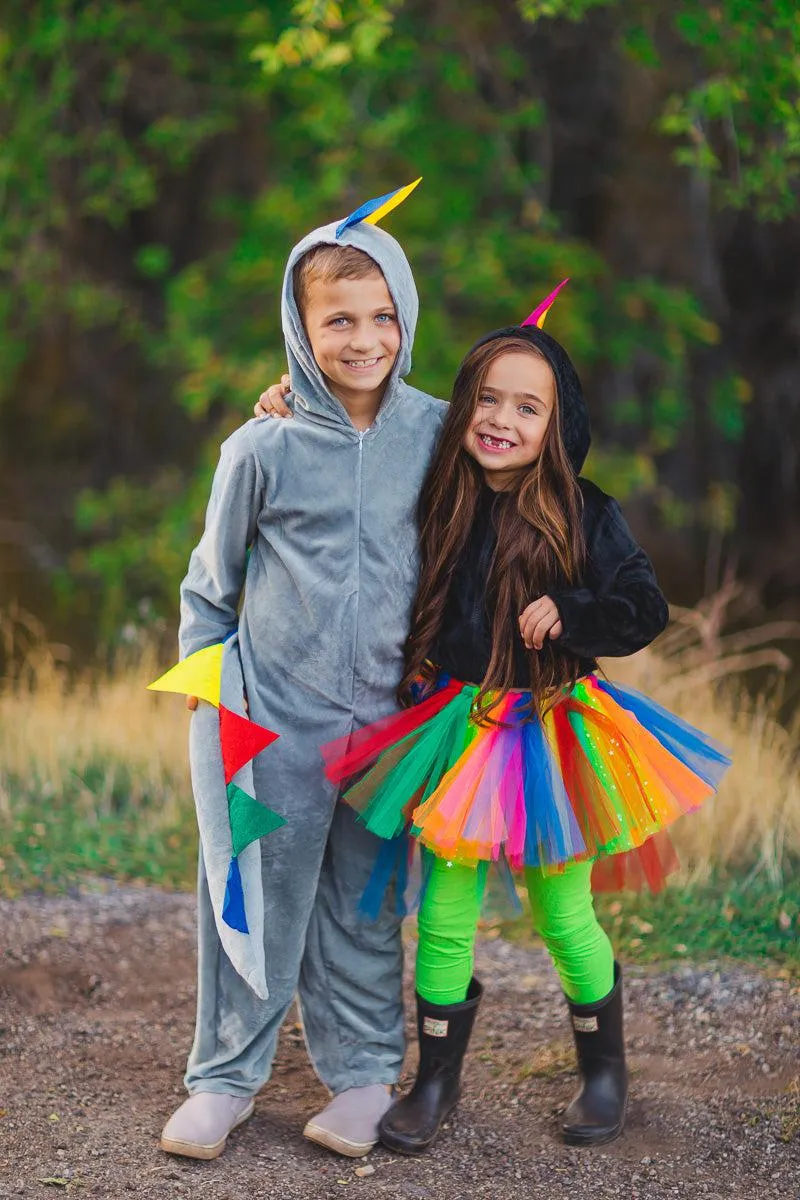 Rainbow Dinosaur Hi-Low Tutu Costume Set