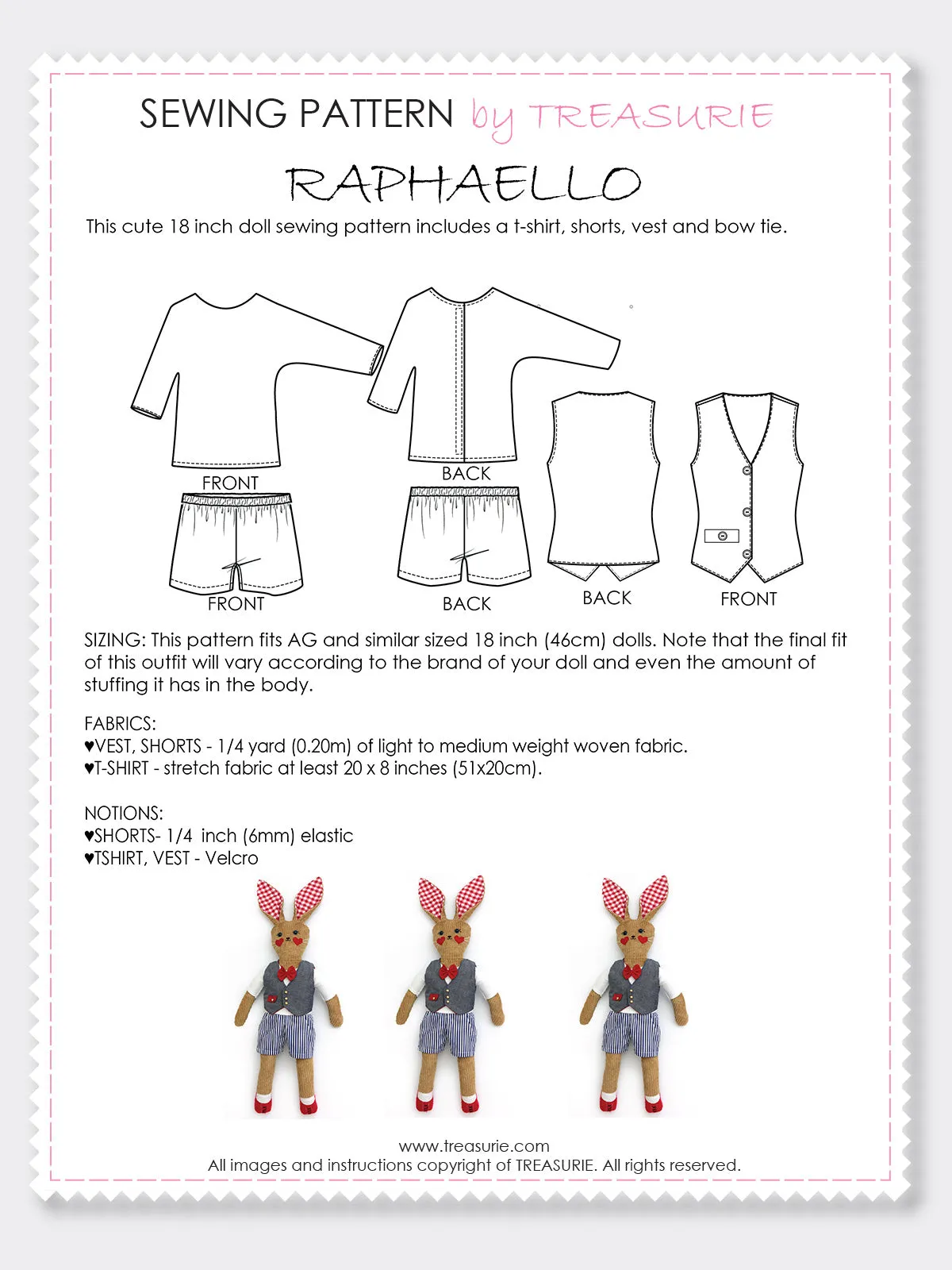 RAPHAELLO - Rabbit Toy Sewing Pattern (T1202)