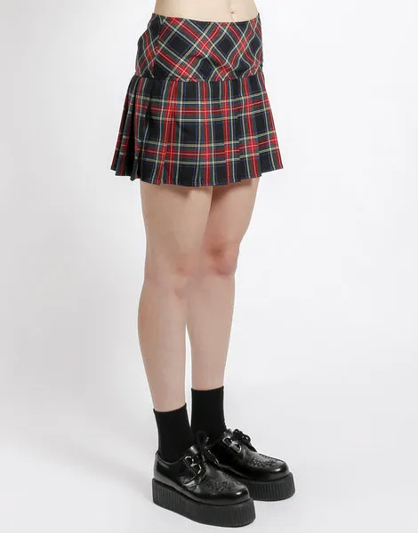 Red/Black Plaid Pleated Mini Skirt