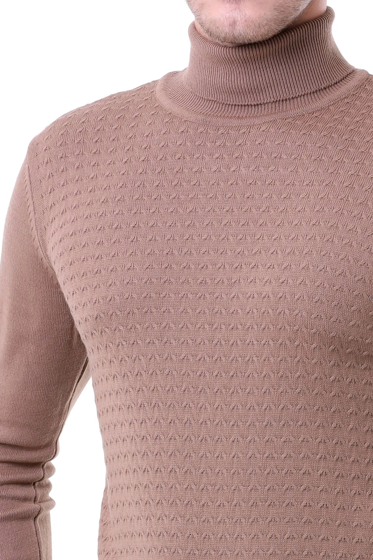 Regular Fit Brown Turtleneck Sweater