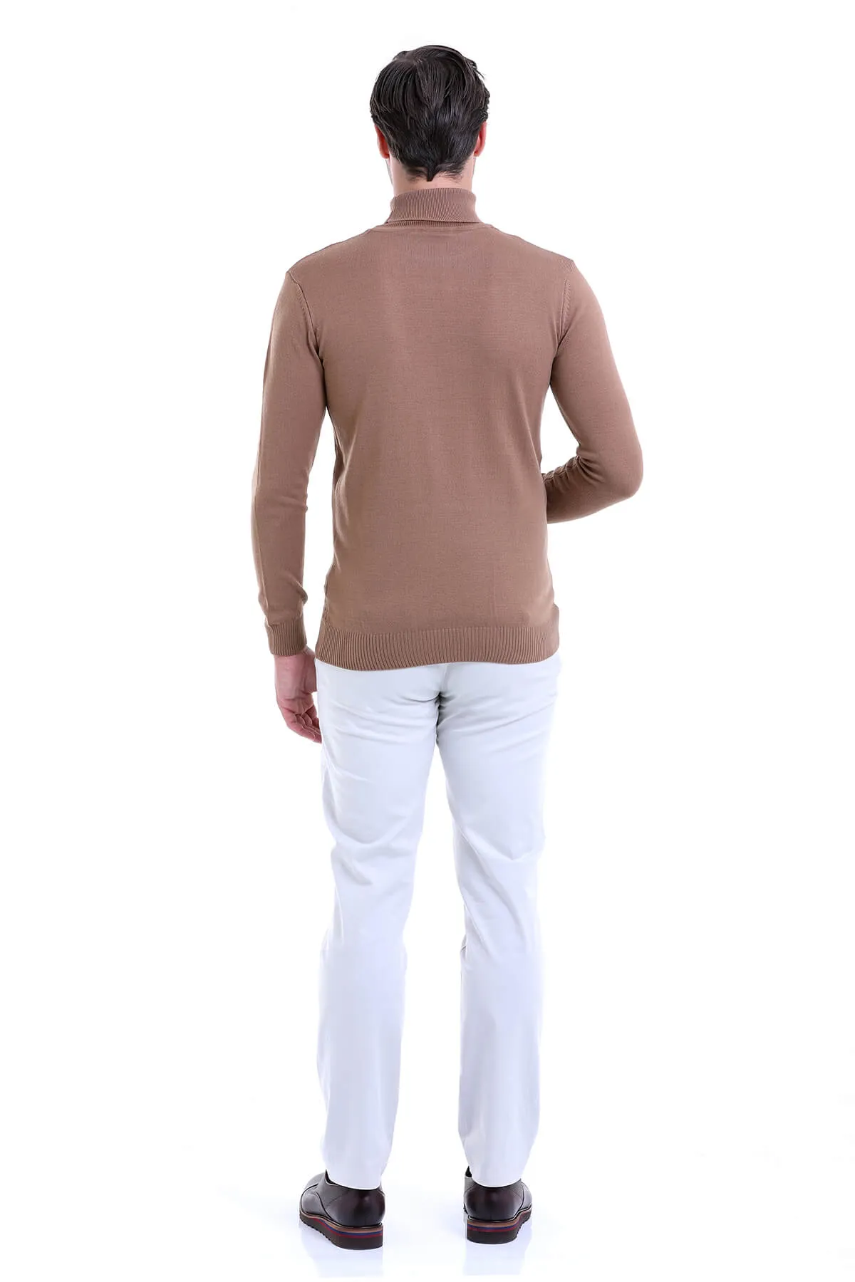 Regular Fit Brown Turtleneck Sweater