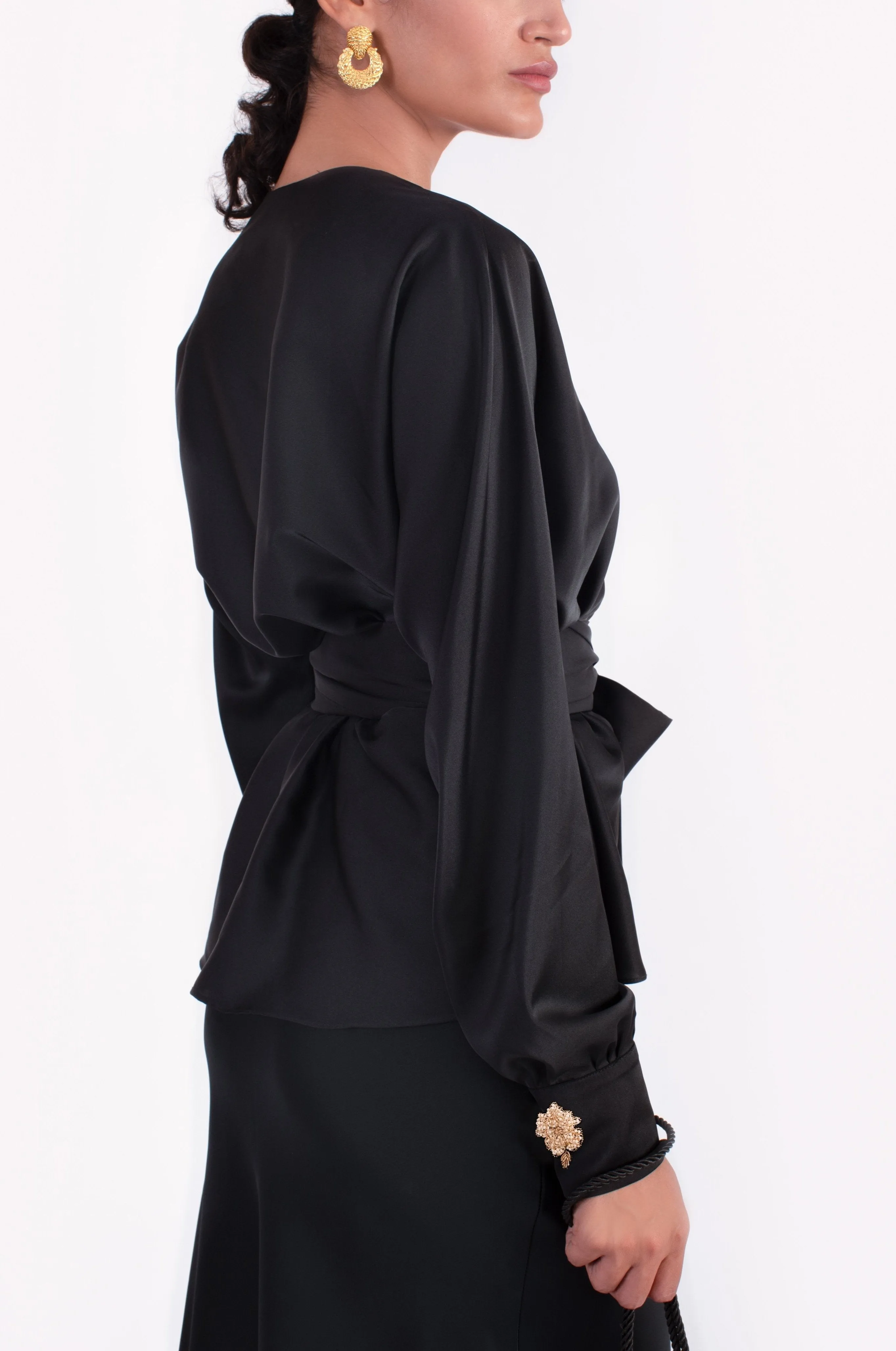 Rosa Wrap blouse -Black