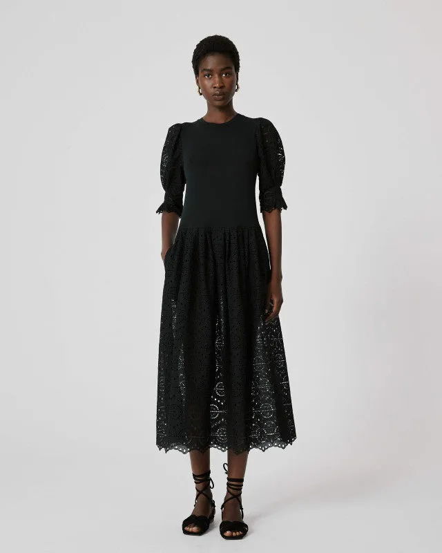 SFIZIO - BRODERIE ANGLAISE MIDI DRESS