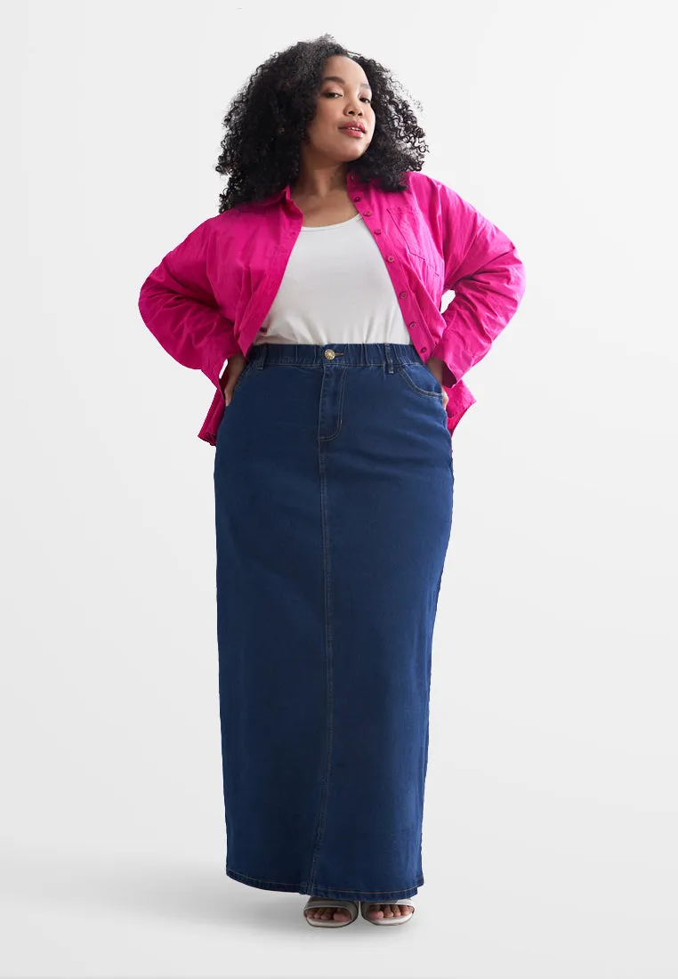 Skylar Denim Long A-Line Skirt