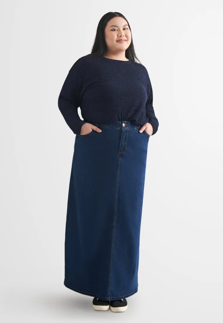 Skylar Denim Long A-Line Skirt