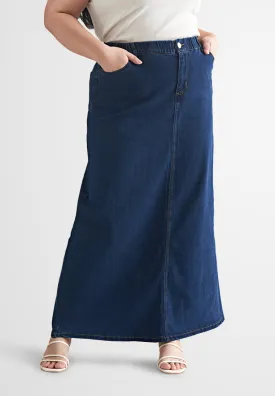 Skylar Denim Long A-Line Skirt